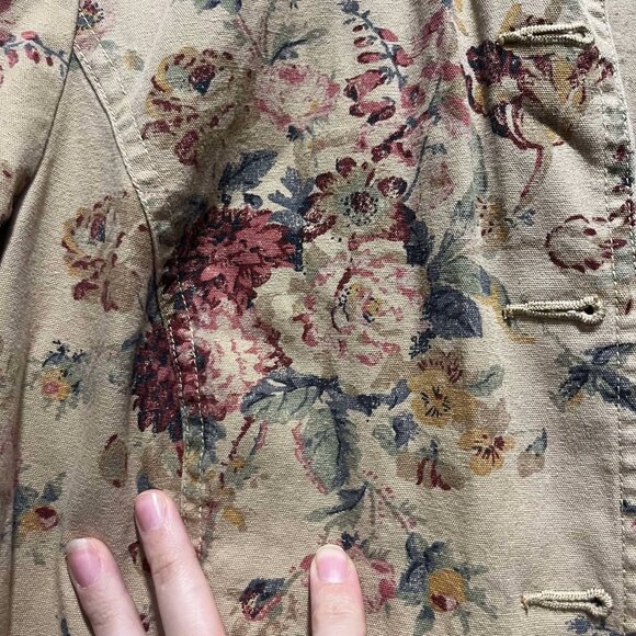 *SOLD* Chaps Floral 100% Cotton Denim Jacket - Picture 2 of 3